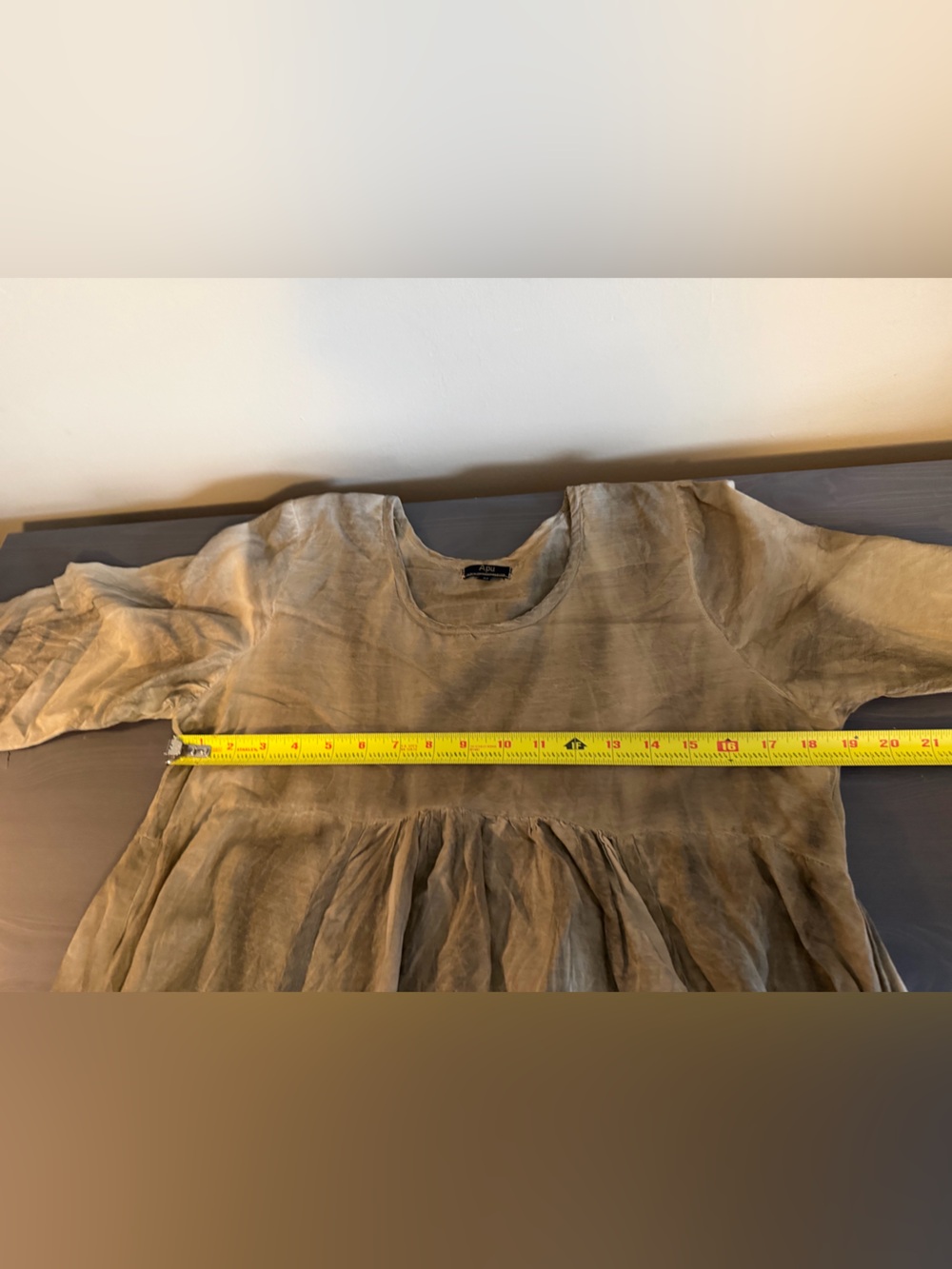 Apu Silk And Cotton Relaxed Lagenlook Tunic Top in Taupe - Picture 5 of 7